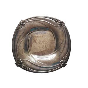 Antique Daffodil 1847 Rogers Bros Square Tray Platter E.P. Silver On Copper 9976